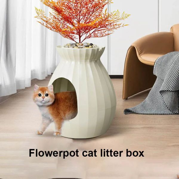 Boxes Neue Katzentoilette, Blumentopftyp, vollständig geschlossener Plasma-Intelligenter Katzenstreutopf, 110 V, 220 V, Desodorierung und Verhinderung von Spritzern