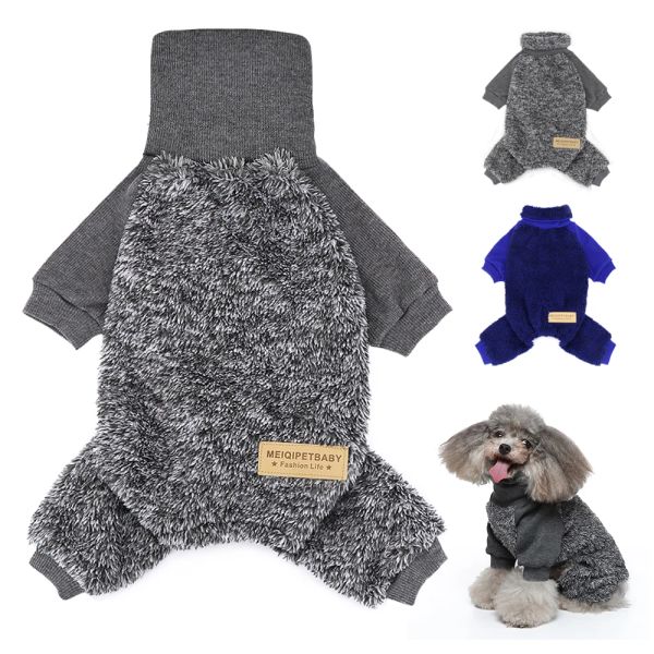 Куртки, теплая водолазка для маленьких собак, вязаная зимняя одежда для домашних животных с высоким воротником, комбинезон, пижама, свитер для маленьких средних собак, пальто для кошек, наряд
