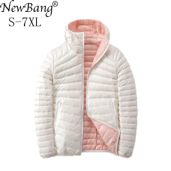 Coats newbang 6xl 7xl Обратимый вниз пальто Женщины Ультралденьки вниз куртка для перьевой куртки Женщины путешествуют двойные боковые куртки плюс