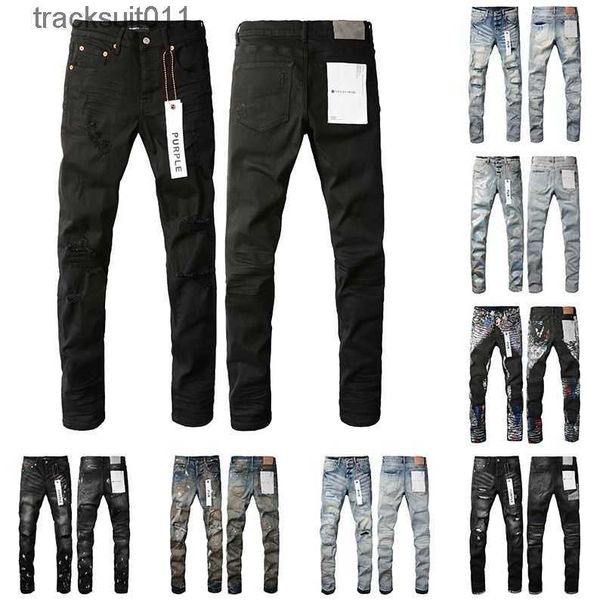 Erkek kot pantolon mor kot pantolon erkek sıska erkekler için sıkıntılı yırtık bisikletçiler kadın denim siyah gri düz eşofman tasarımcıları joggers pantolon 29 40 240229