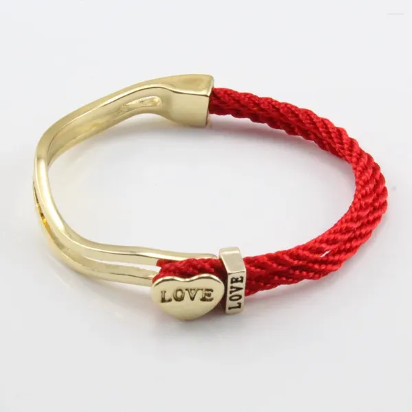 Braccialetti con ciondoli Parola romantica Bracciale per sempre Corda rossa Ragazze Cuori Color oro Animale Leopardo Lega di gioielli in metallo