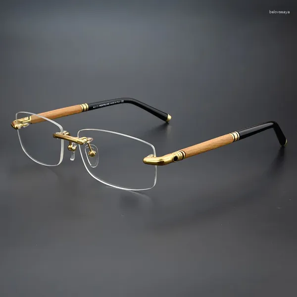 Güneş Gözlüğü Çerçeveleri Ultralight Saf Titanyum Rimless Erkekler Gözlük Çerçeve Gözlük Kare Gözlükler Miyopi Reçeteli Gözlük Çerçevesiz