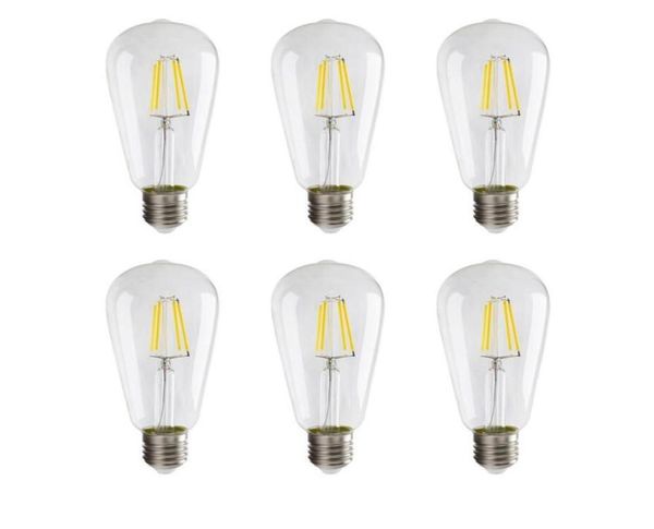 E27 ST64 Lâmpadas LED Vintage LED Filamento Lâmpada Retro Luzes 2W 4W 6W 8W Branco Quente AC110240V3063002