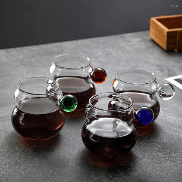 Weingläser, Glas-Kaffeetasse mit Griff, transparent, hitzebeständig, für Tee, Cappuccino, Latte, Espresso, Getränke, Saft, 284 ml