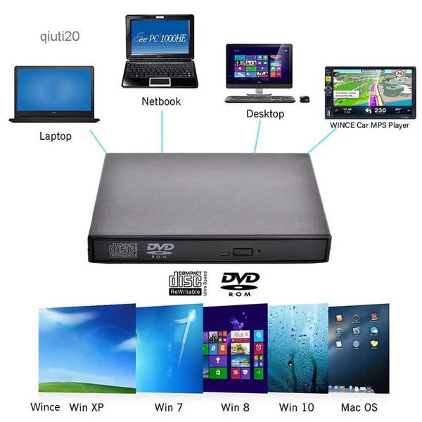 Leitor de cd usb 2.0 portátil externo ultra velocidade carro cd/dvd player disco mp5 player para imac/macbook air/pro laptop pc desktopl2402