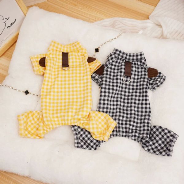 Strampler Haustier Overall Herbst Winter Plaid Kleidung Welpen Mode Geschirr Katze Niedliche Pyjamas Kleines Hundeshirt Yorkshire Malteser Chihuahua