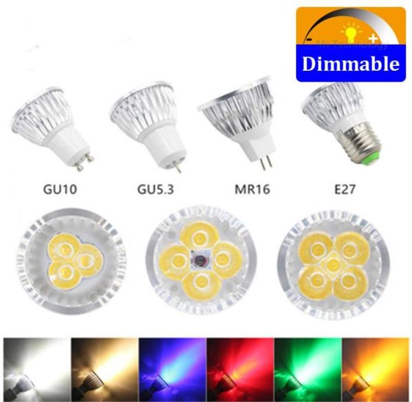 50pcslot LED ampul renk spot ışığı 3W 4W 5W Gu10 Gu53 E27 E14 Sıcak Beyaz Kırmızı Yeşil Mavi Sarı Dimmable Spot Light2468330