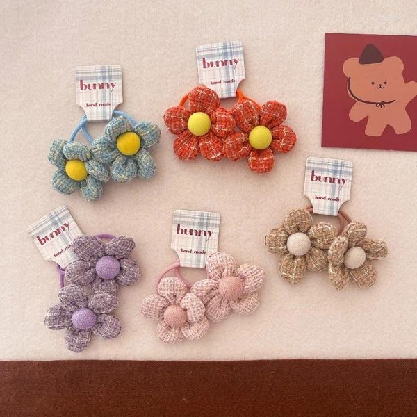 Fermagli per capelli Fascia elastica per fiori colorati per donne Ragazze Corda in tessuto Copricapo Bambini Accessori per elastici dolci