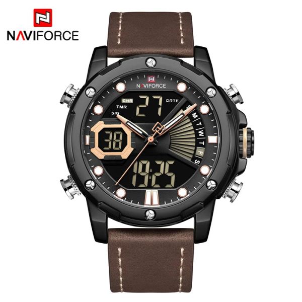 Uhren Naviforce Herrenuhr mit Box-Set zum Verkauf, Herren-Sportuhr, LED-Analog-Digital-Quarzuhr, wasserdicht, Relogio Masculino