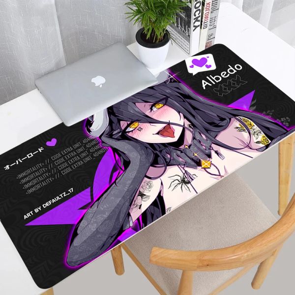 Almofadas Overlord Albedo Sexy Kawaii Mouse Pad Laptop Anime Girl Gaming Acessórios Teclado Mousepad Não Deslizamento Durável Tapete de Mesa Tapete