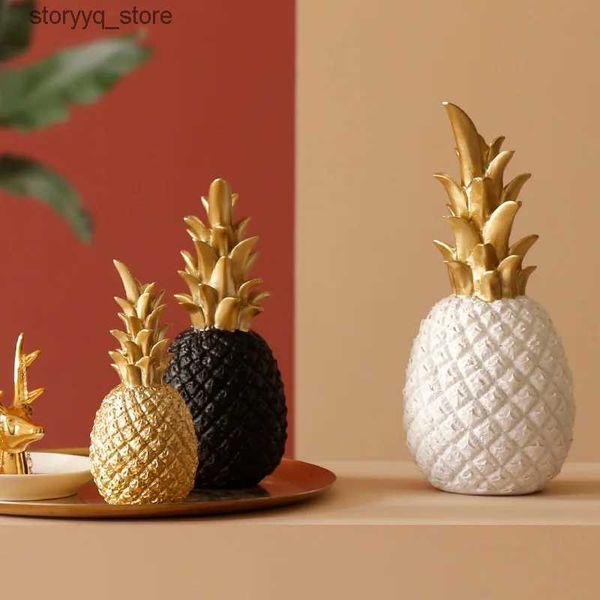 Andere Wohnkultur Nordic Style Harz Golden Ananas Home Dekoration Wohnzimmer Weinschrank Fenster -Display -Technologie Luxus Esstisch Requisiten Q240229