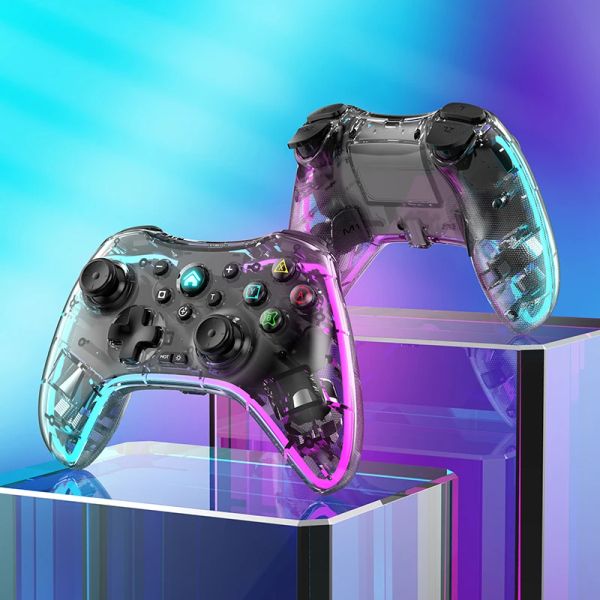 Gamepad Wireless BT Gamepad luminoso a LED trasparente per console NS Switch Controller di gioco Joystick per Switch PS3 PS4 Dispositivo PC Android