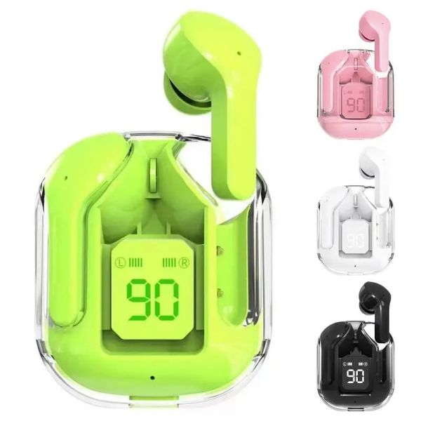 Fones de ouvido caso led digital cristal vagens sem fio à prova dwaterproof água com cancelamento ruído bluetooths esportes fone treino