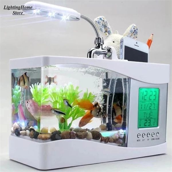 Filtro de mesa multifuncional para tanque de peixes, iluminação três em um, acessório para aquário, aquário, temporizador lcd, lâmpada de relógio 240219