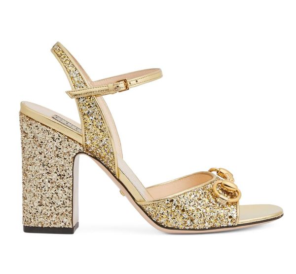 Женские сандалии на высоком каблуке, роскошный дизайн, золотые сандалии на каблуке с металлической пряжкой, женские элегантные сандалии-гладиаторы на высоком каблуке, размер 35-42