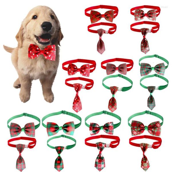 Abbigliamento per cani 1 pezzo Plaid natalizio Cravatta per animali domestici Fiocco Collana per gatti Collare Fiocchi Accessori per cani