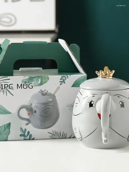 Tazze Cartone Animato Simpatico Elefante Tazza Studente Coppia Colazione Tazza di Latte Regalo Creativo per Uomo e Donna Acqua in Ceramica