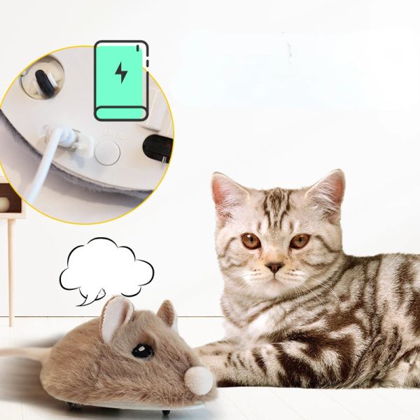 Brinquedos 2023 novos brinquedos de gato mouse elétrico simulado voz auto oi aliviar diversão automático gato teaser brinquedos para animais de estimação suprimentos
