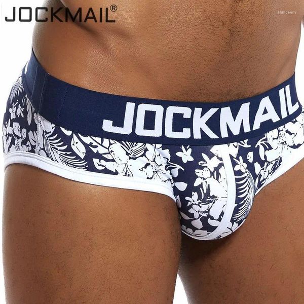 Cuecas jockmail sexy homem roupa interior pontos homens briefs algodão masculino calcinha deslizamento cueca gay shorts moda impressa