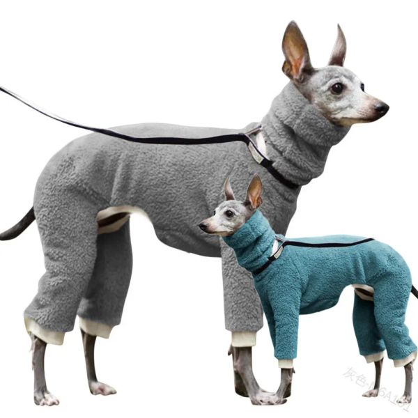 Macacão de quatro pernas inverno macacão grande macio roupas de cachorro para cães gola alta quente galgo italiano roupas ropa para perro grande