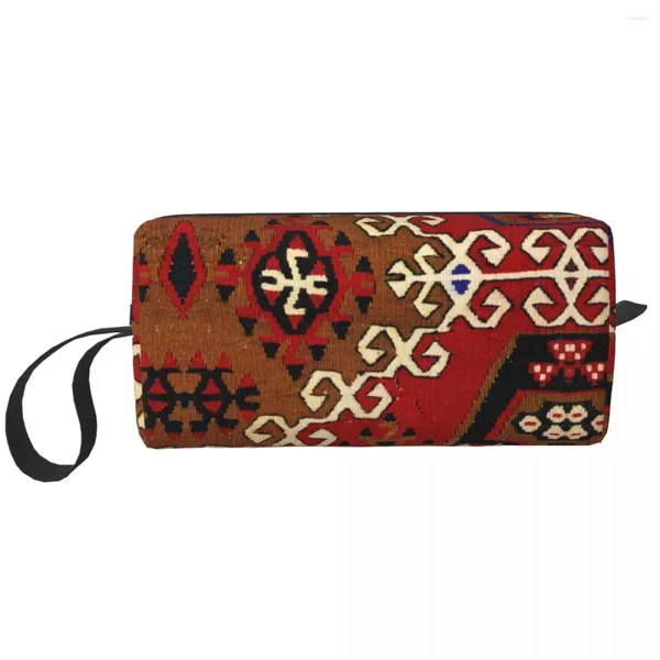 Sacos cosméticos kilim tecer tapete persa saco de higiene boêmio turco tribal arte étnica maquiagem beleza armazenamento dopp kit