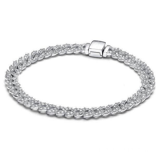 S925 Sterling Silber Hiphop Cuban Miami Kettenarmbänder Herren Damen mit Originalverpackung, passend für authentisches Geburtstagsgeschenk, Weihnachtsschmuck, BR049