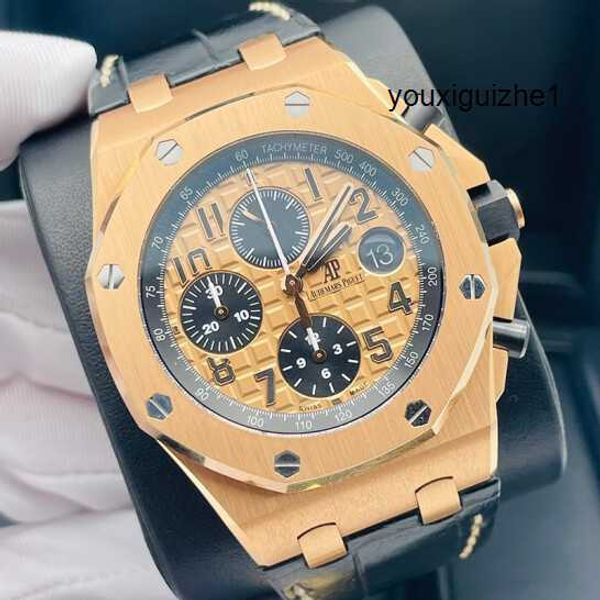 Vestido Relógio Moda Relógio de Pulso AP Relógio de Pulso Royal Oak Offshore Series Mens Relógios 42mm de Diâmetro Aço de Precisão 18k Rosa Ouro Cavalheiro Lazer Relógio de Luxo 2647