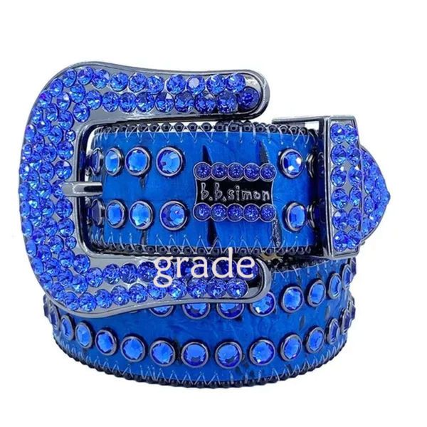 2023 Designer di lusso Cintura Bb Cinture Simon per uomo Donna Nero su nero Blu Bianco Cintura con diamanti lucidi multicolore con strass bling come regalo all'ingrosso 900