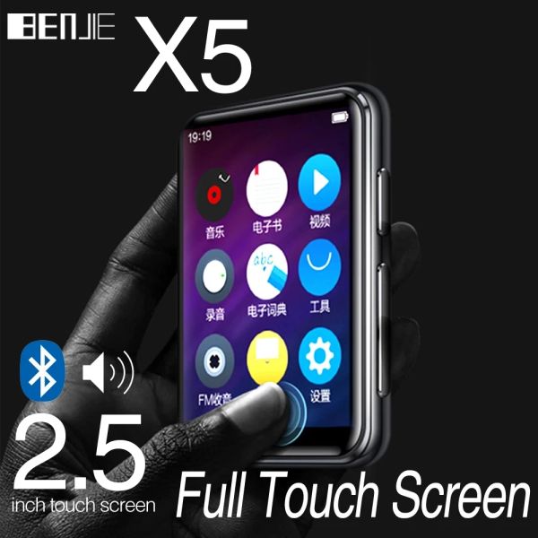 Jogadores Benjie X5 Bluetooth 5.0 Mp4 Player Builtin Speaker Full HD 2.5inch Color Touch Screen Lossless Music HiFi Player Music Player