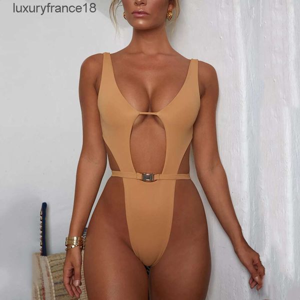 Costumi da bagno da donna Costumi da bagno interi con taglio a gamba alta Donna Cintura con fibbia in vita sexy Donna 2023 Costume da bagno brasiliano Perizoma Monokini Body''gg''QEOT