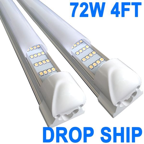 Lampada da negozio a LED, 4 piedi 72 W 6500 K bianco freddo, luci a tubo LED integrate T8 da 4 piedi, illuminazione per garage magazzino, 4 file, rendimento elevato, armadio collegabile crestech