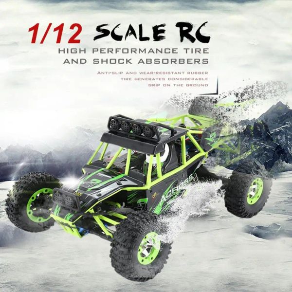 Cars Wltoys 12427 12428 2,4G 1:12 4WD CRAWLER REMOTE CONTROL RC CAR com luz LED Two Battery Buggy Vehicle Trucks Toys Kid