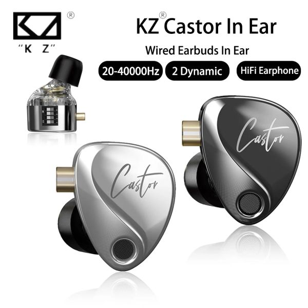 Наушники Новые наушники-вкладыши KZ Castor HiFi 2 Динамические высококачественные настраиваемые сбалансированные арматурные наушники Мониторные наушники с функцией отмены наушников