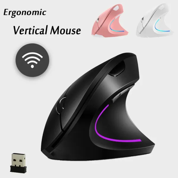 Mouse Mouse verticale wireless ergonomico Mouse ottico da gioco USB Mouse cablato Destra Sinistra LED Light Mouse per computer Gamer per PC portatile