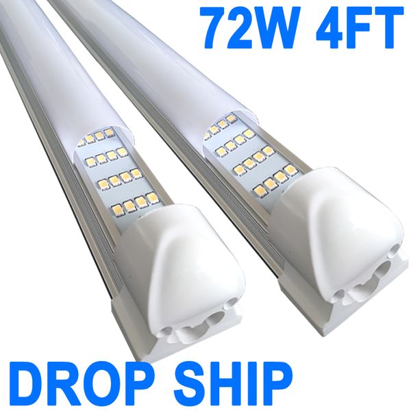 Apparecchio integrato LED T8 Lampada da negozio a LED collegabile da 4 piedi 72W, Lampada da soffitto a LED e Lampada da incasso, per frigorifero, garage, magazzino, copertura lattiginosa Confezione da 25 crestech