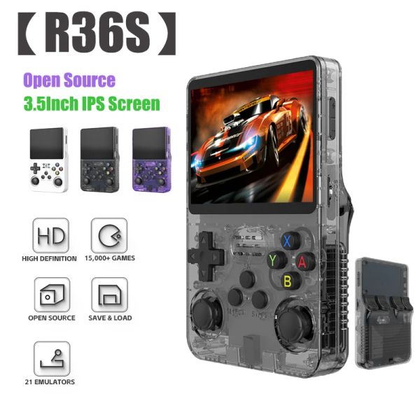 Giocatori R36S Retrò con console per videogiochi retrò Sistema open source Sistema da 3,5 pollici Schermo Pocket Video Poccia Pocket Supporto 11+Emulatori