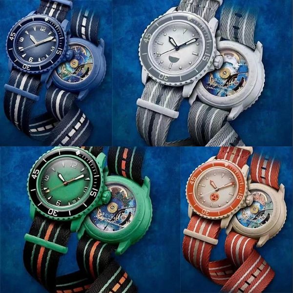 Orologio di design da uomo orologio di lusso al quarzo oceano Pacifico cinturino in nylon multicolore blu reloj lujo coppia orologio classico da donna movimento al quarzo 42mm sd049