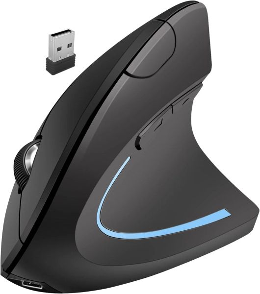 Mouse 2.4G Mouse verticale wireless Mouse ergonomico verticale ricaricabile 3 livelli DPI regolabili Luce che scorre Plug N Play per PC portatile