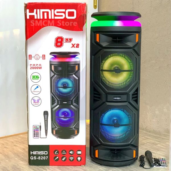 Altoparlanti 2000 W Picco di picco da 8 pollici da 8 pollici Tralley Bluetooth Speaker DJ Party Karaoke System Subwoofer Outdoor Sound Box con LED Light FM FM