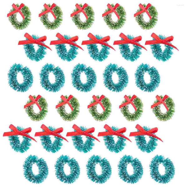 Dekoratif Çiçekler 30 PCS Manuel Noel Mini Çelenk Ev Süslemeleri Çelenkler 1 inç Sisal İpek Çelenk