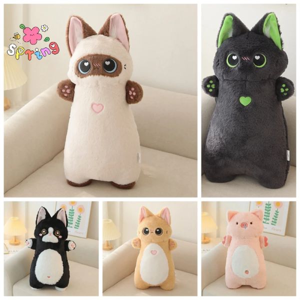 Cuscini Kawaii Animale Bambola di lunga durata Farcito Soffice Gatto siamese Gatti blu arancioni Moccioso Maiale che dorme Cuscino di supporto per il corpo Regalo per bambini