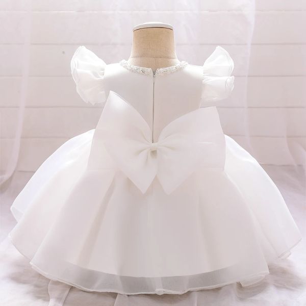 Kleider Baby Mädchen Weißes Taufkleid Große Schleife Kleinkind Taufe Ballkleid Kinderkleid für Mädchen Geburtstag Prinzessin Partykleider