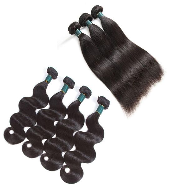 Mükemmel kaliteli insan saç örgüsü vücut dalgası düz 3 veya 4 demet ucuz Brezilya Peru Malezya Hint Moğol Virgin Hair6108216