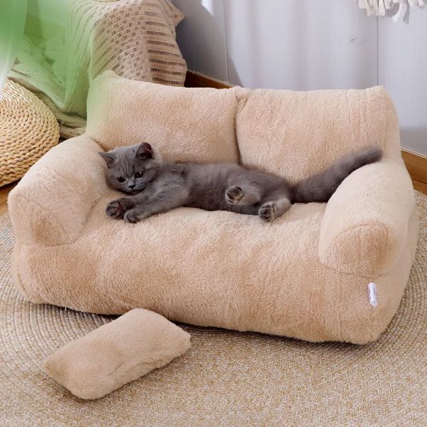 Tapetes de luxo cama de gato super macio sofá quente para cães pequenos destacável lavável antiderrapante gatinho filhote de cachorro dormir casa suprimentos para animais de estimação