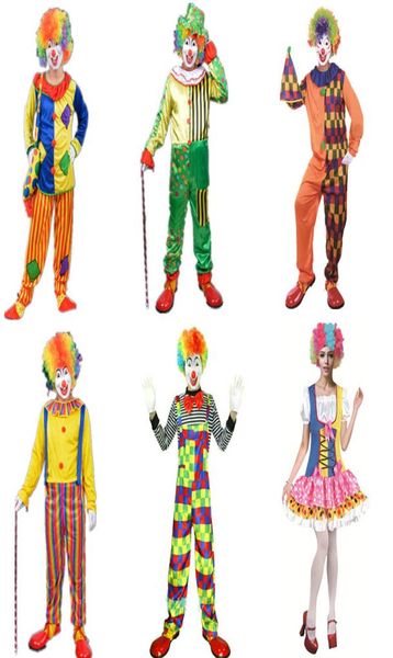 Adulto engraçado trajes de palhaço de circo unissex nova chegada das mulheres dos homens trajes de halloween conjunto completo cosplay costumes5322419