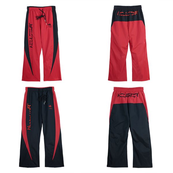 Corredores calças de grife homens Hellstar mens joggers sweatpants preto e vermelho com bloqueio de cores letras bordadas calças soltas esportivas masculinas e femininas