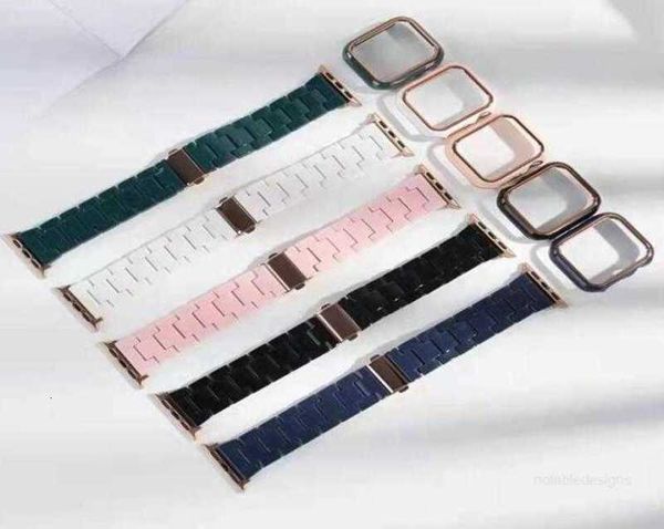 Designer de luxo pulseiras de relógio para relógio 42mm 38mm 40mm 44mm iwatch 2 3 4 5 bandas pulseira de resina com caixa pulseira de moda4862638 designerVZBBVZ