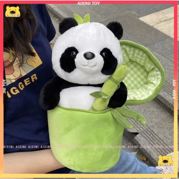 Kissen 2 in 1 niedliche Bambusrohr Panda Plüsch Kawaii Tränenvolle Panda Stoffte Tier Plüsch Superweiche Kissen Kissen