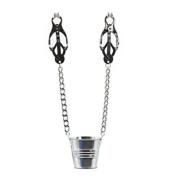 Metal grampos de mamilo clipes bondage bdsm engrenagem adulto brinquedos sexuais dispositivos de tortura para mulheres clipes de mamilo com pequeno bucket8488816