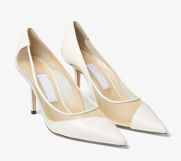 2024 Pérolas Brancas Sandálias De Casamento De Noiva Sapatos Elegantes Sacora Mulheres Bombas Sexy Salto Alto Lady Choo Marca Designer Salto Sandalias Vestido Caminhando Bom Tempo de Festa